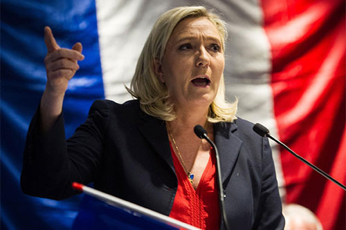 La líder del Frente Nacional y candidata a presidenta de Francia, Marine Le Pen